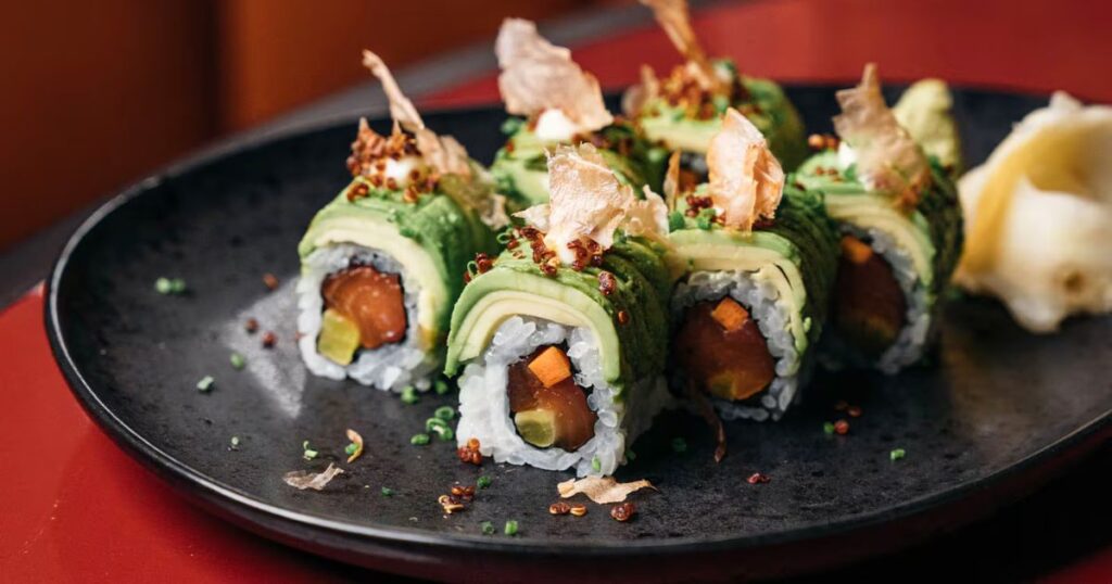 Sushi and sashimi platter at Mimi Kakushi Jumeirah Beach