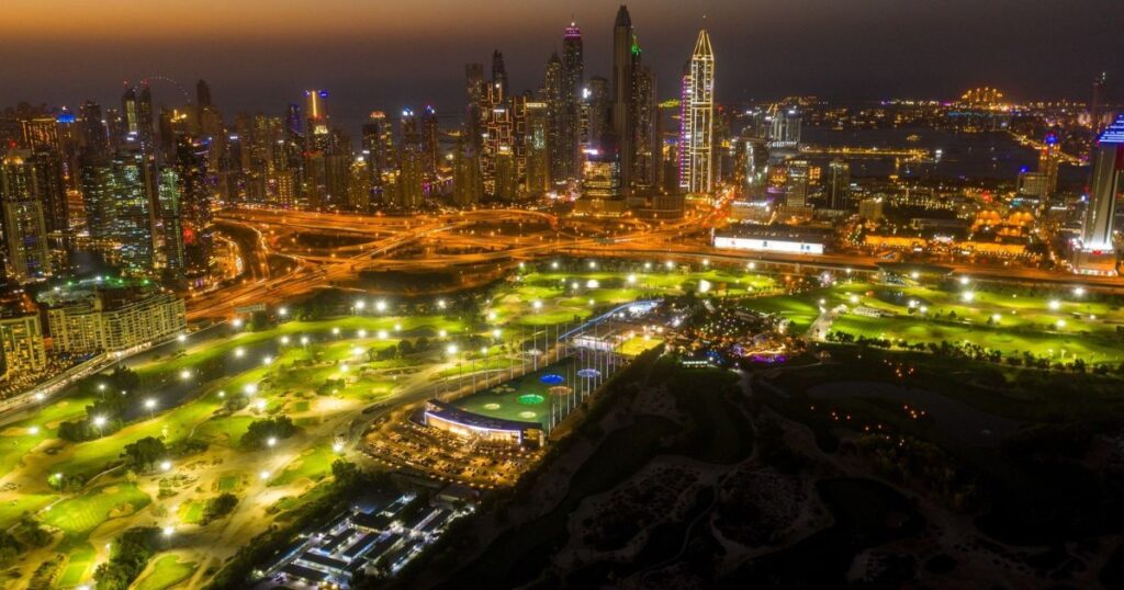 Topgolf drone night views